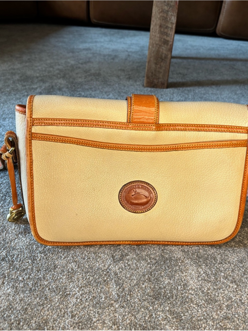 Dooney & Bourke Cream and Tan Leather Crossbody